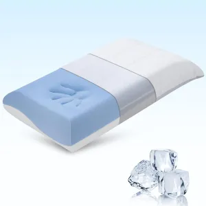 Cooling Memory Foam Pillow for Neck Pain Relief, Neck Pillow for Side, Back, Stomach Sleepers, Standard Size, Two-Sided Washable Reversible Cover, Medium&Soft Pillow, All-Season, 5”
