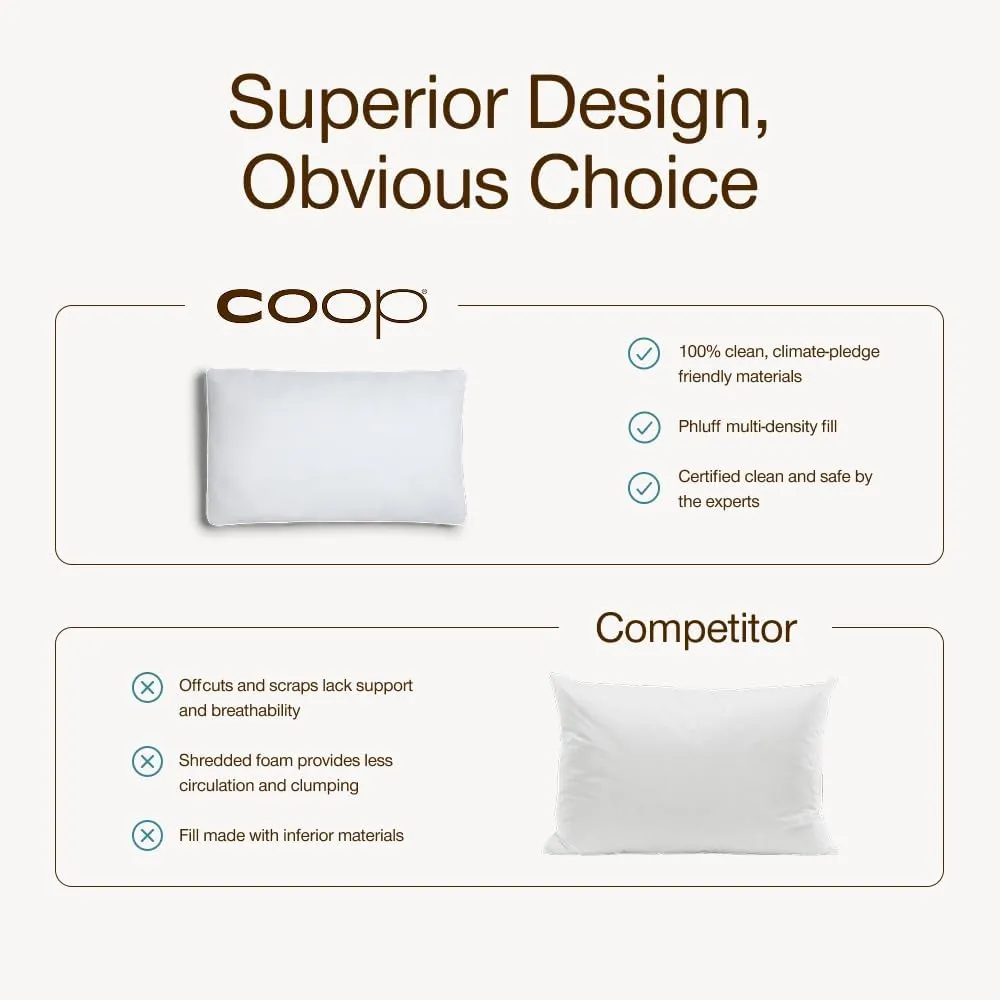 Coop Home Goods Essence Cooling Down Alternative Pillows Set of 2, Queen Size Adjustable Cooling Pillow for Hot Sleepers, Cool-Touch Luxury Hotel Pillows for Stomach, Back, or Side Sleepers 27x17