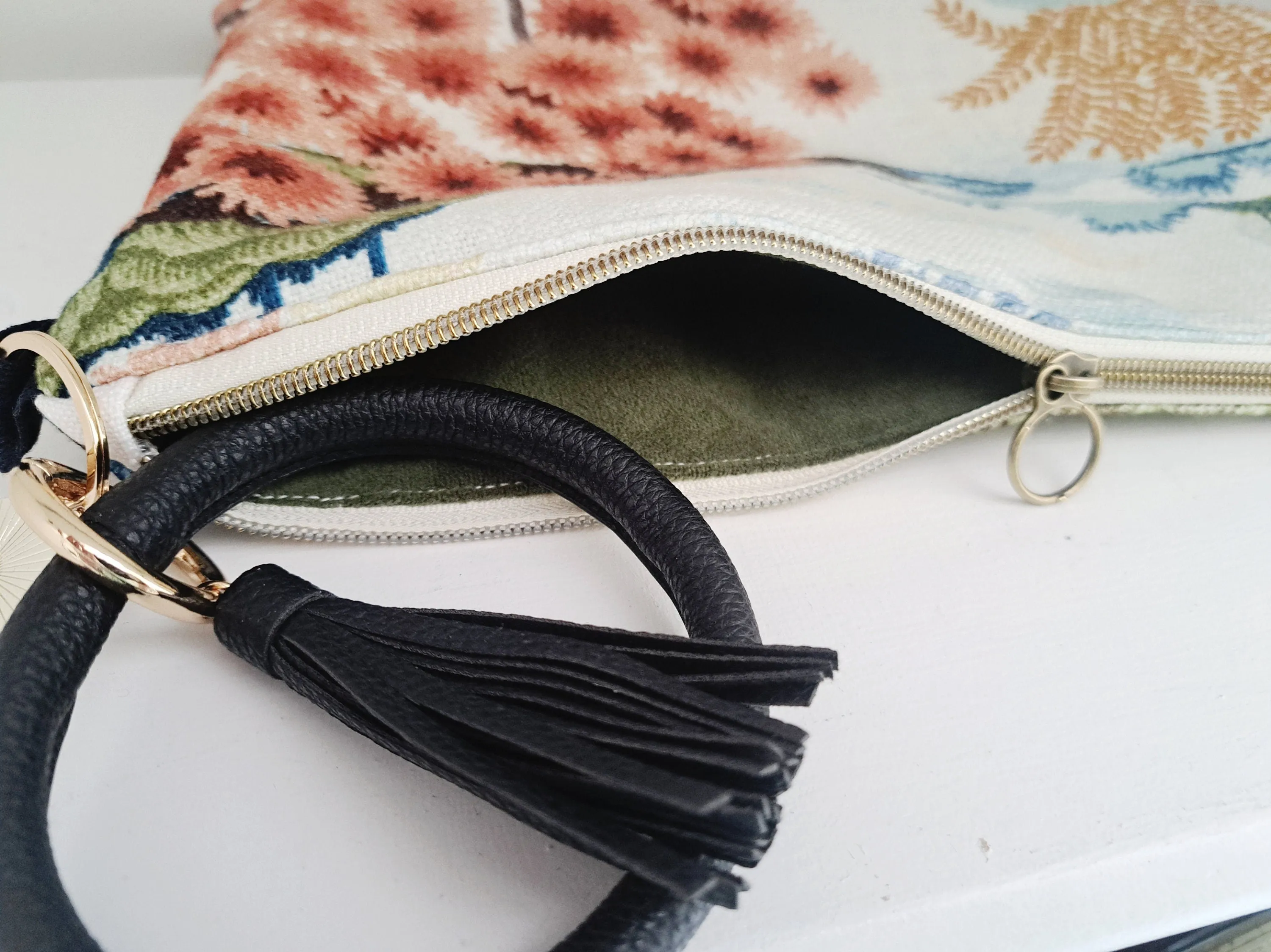 Coral and Blue Chinoiserie Print Bag