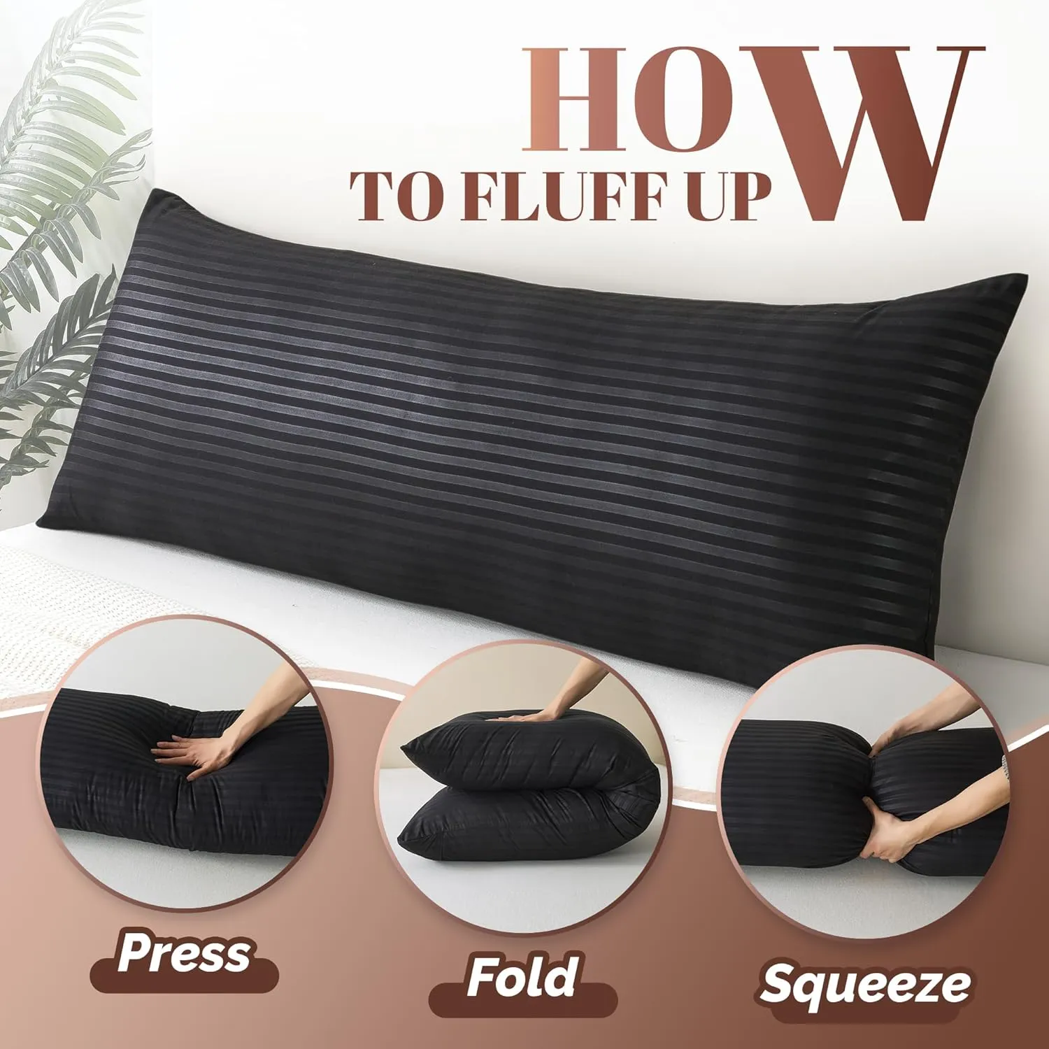 Cosybay Black Full Body Pillow Insert - Fluffy Long Bed Pillow for Adults - Firm Large Body Pillow for Side and Back Sleepers - 20x54 Inch(Black)