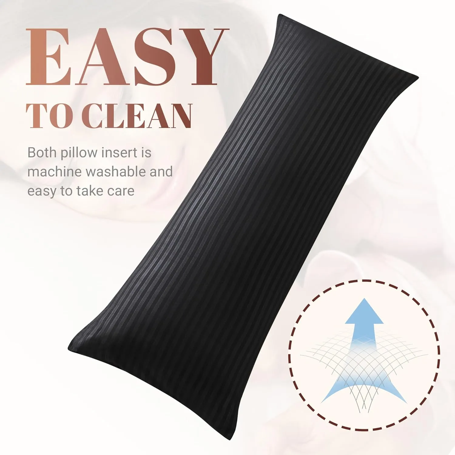 Cosybay Black Full Body Pillow Insert - Fluffy Long Bed Pillow for Adults - Firm Large Body Pillow for Side and Back Sleepers - 20x54 Inch(Black)