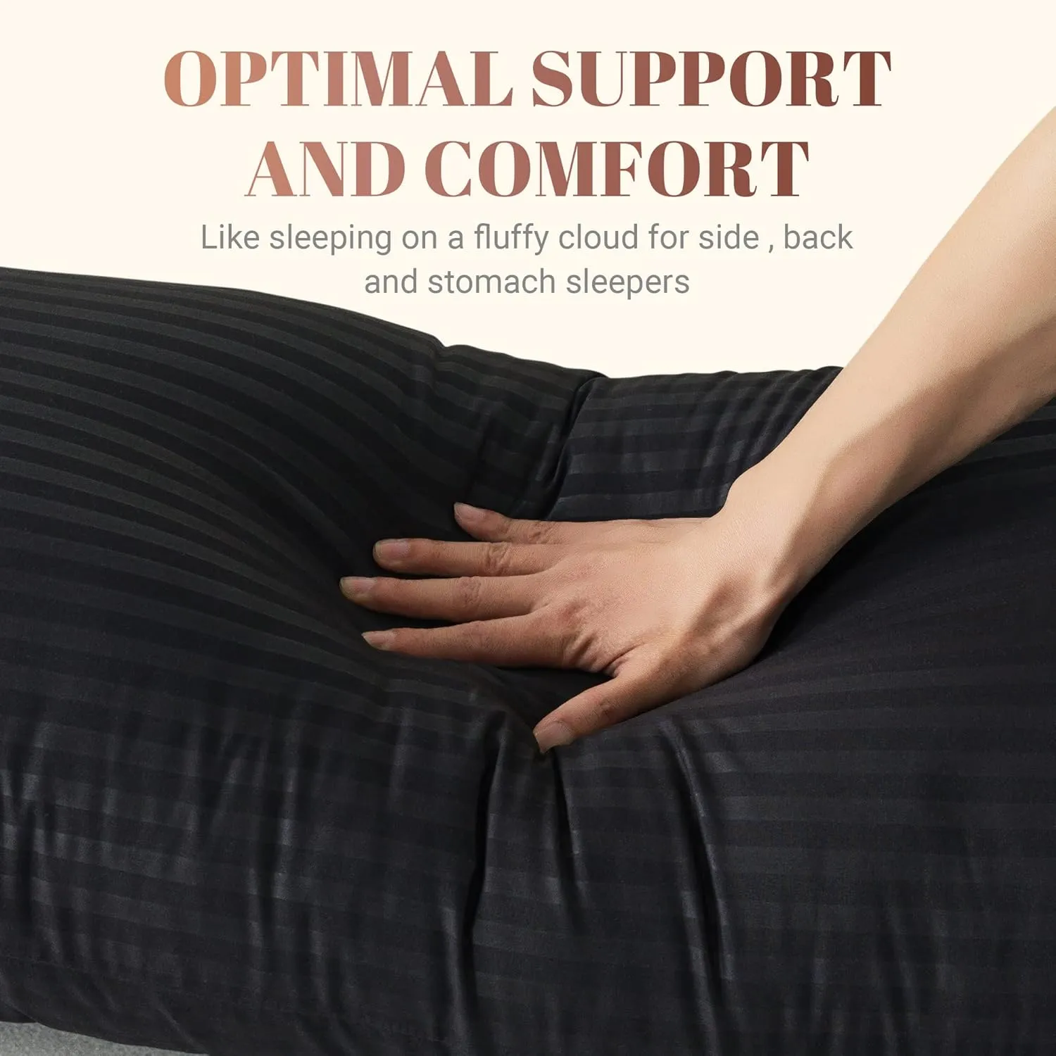 Cosybay Black Full Body Pillow Insert - Fluffy Long Bed Pillow for Adults - Firm Large Body Pillow for Side and Back Sleepers - 20x54 Inch(Black)