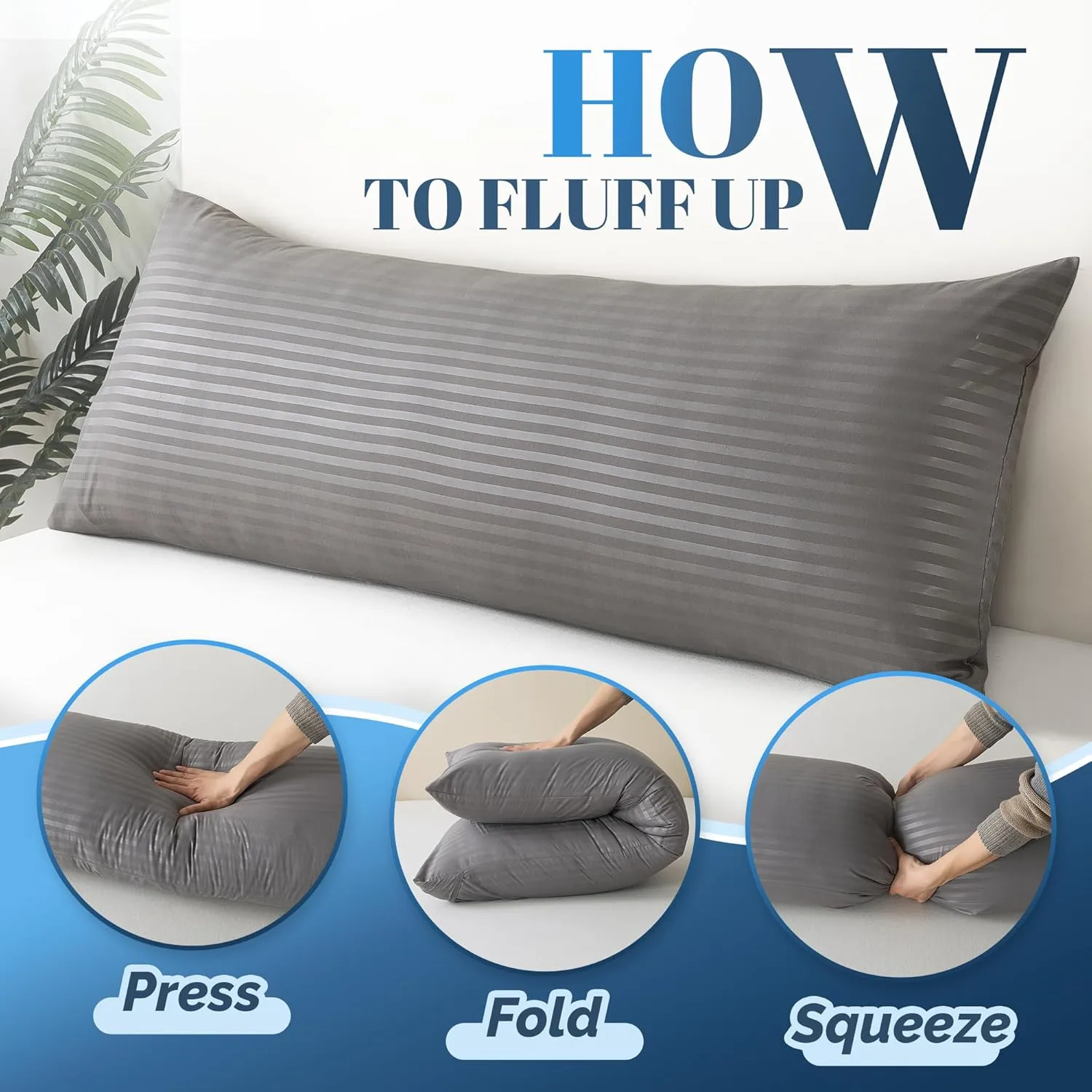 Cosybay Dark Grey Full Body Pillow Insert - Fluffy Long Bed Pillow for Adults - Firm Large Body Pillow for Side and Back Sleepers - 20x54 Inch(Dark Grey)