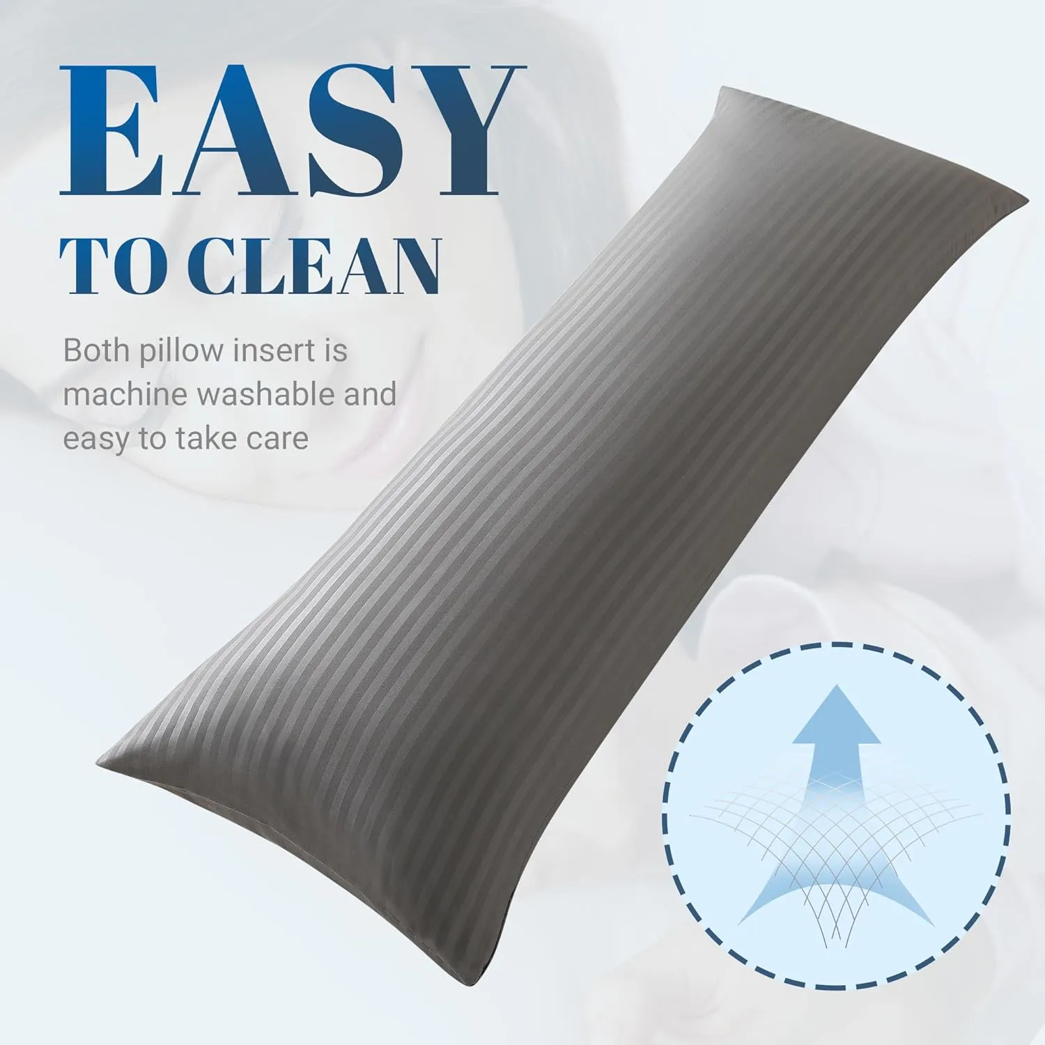 Cosybay Dark Grey Full Body Pillow Insert - Fluffy Long Bed Pillow for Adults - Firm Large Body Pillow for Side and Back Sleepers - 20x54 Inch(Dark Grey)