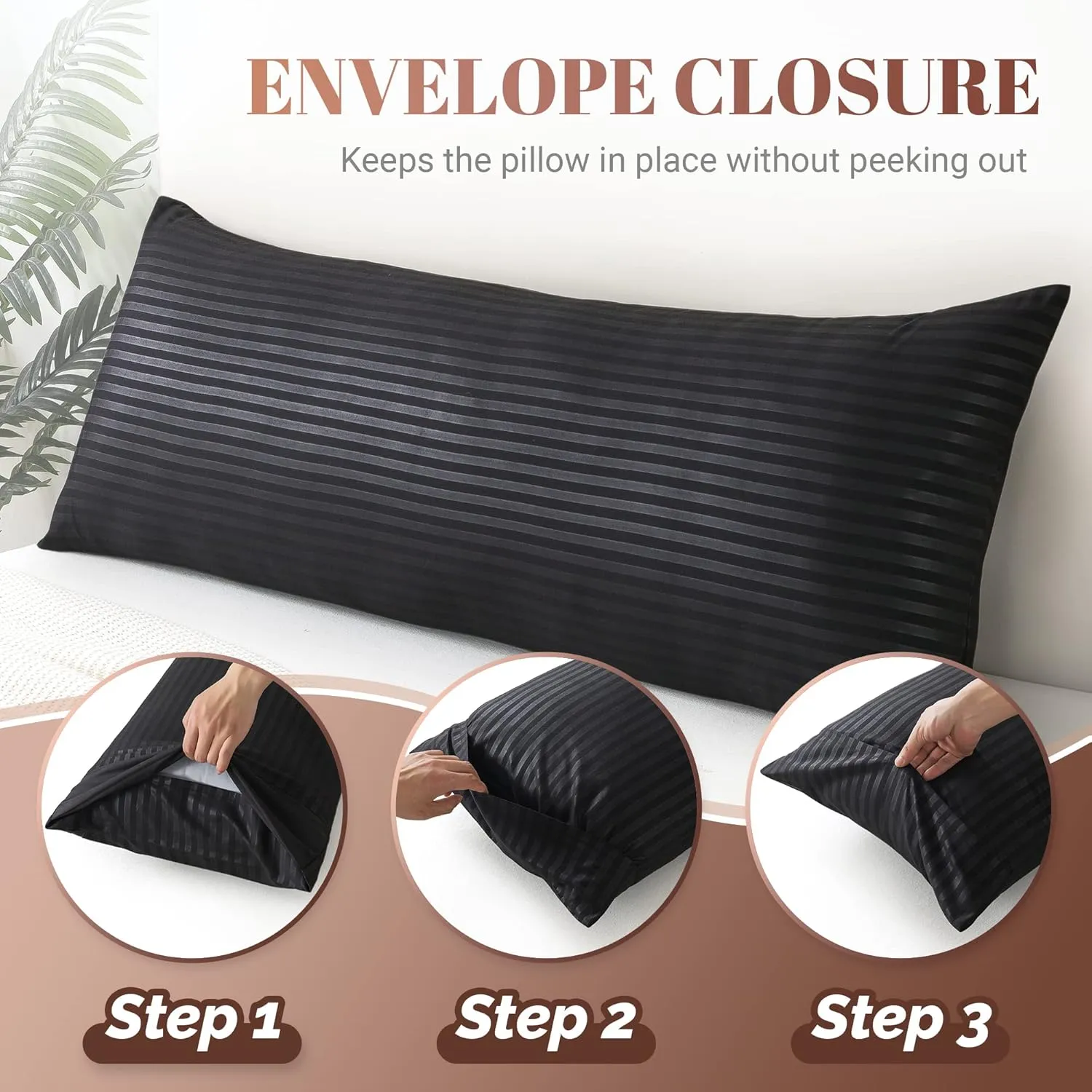 Cosybay Full Body Pillow Insert with Black Pillowcase - Fluffy Long Bed Pillow for Adults - Firm Large Body Pillow with Washable Cover for Side and Back Sleepers - 20x54 Inch(Black)