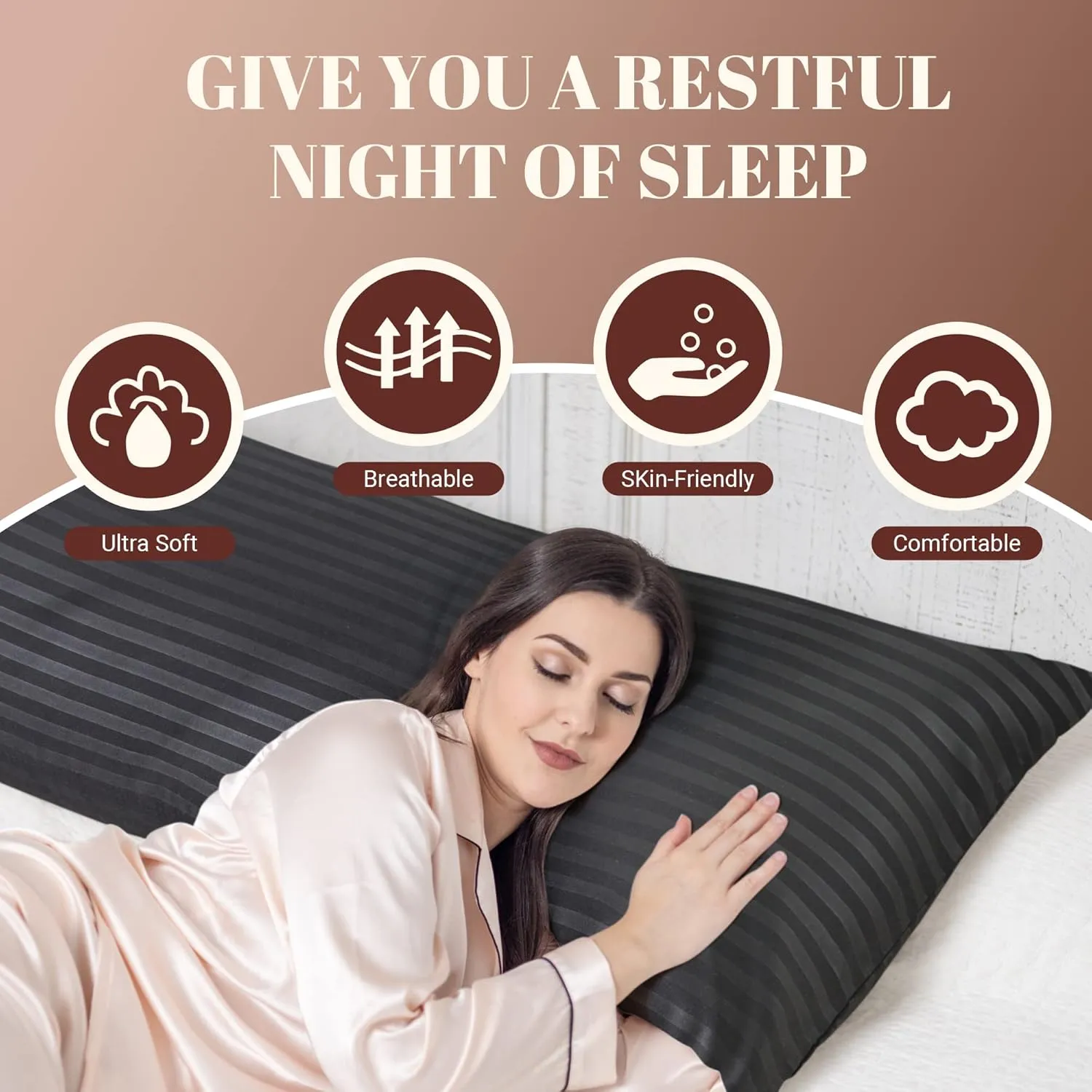 Cosybay Full Body Pillow Insert with Black Pillowcase - Fluffy Long Bed Pillow for Adults - Firm Large Body Pillow with Washable Cover for Side and Back Sleepers - 20x54 Inch(Black)