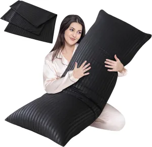 Cosybay Full Body Pillow Insert with Black Pillowcase - Fluffy Long Bed Pillow for Adults - Firm Large Body Pillow with Washable Cover for Side and Back Sleepers - 20x54 Inch(Black)