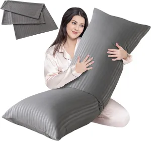Cosybay Full Body Pillow Insert with Dark Grey Pillowcase - Fluffy Long Bed Pillow for Adults - Firm Large Body Pillow with Washable Cover for Side and Back Sleepers - 20x54 Inch(Dark Grey)