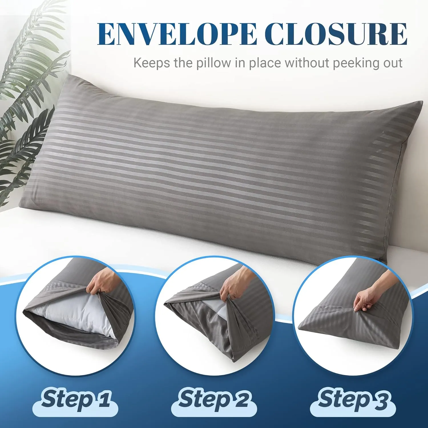 Cosybay Full Body Pillow Insert with Dark Grey Pillowcase - Fluffy Long Bed Pillow for Adults - Firm Large Body Pillow with Washable Cover for Side and Back Sleepers - 20x54 Inch(Dark Grey)
