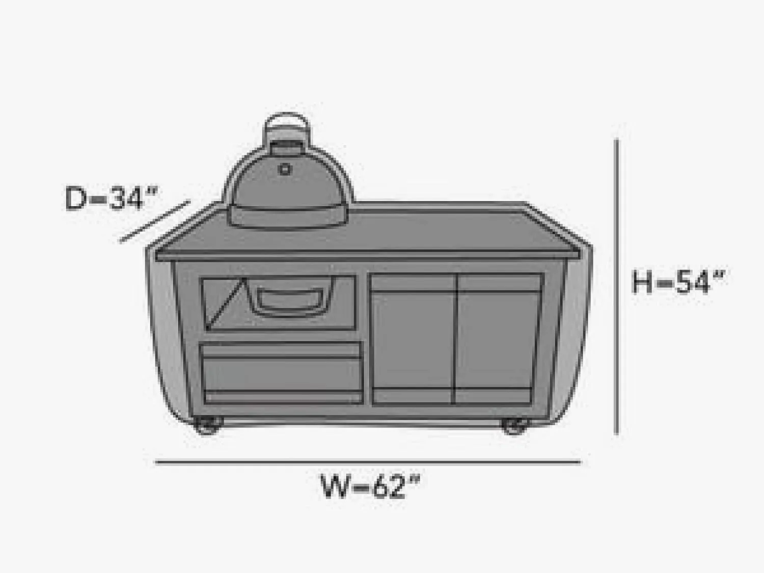 Covermates Kamado Cart Grill Cover - Weather Resistant Outdoor Cover, Protects Large Table and Round Grills Outdoor, Classic 12-Guage Vinyl, Cart 62W x 34D x 54H, Black