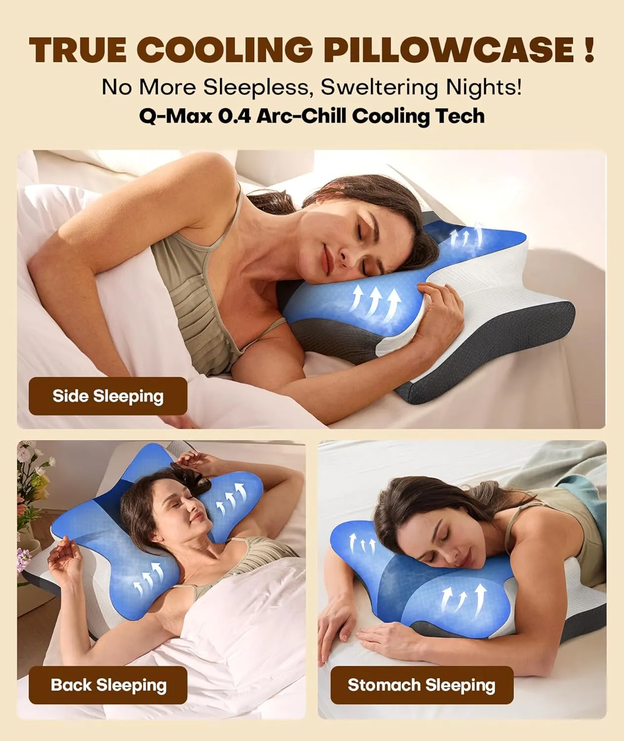 Cozyplayer True Cooling Cervical Neck Pillow for Pain Relief, Ergonomic Side Sleeper Pillow for Neck Support, Odorless Orthopedic Contour Memory Foam Pillows, Bed Pillow for Back Stomach Sleeper