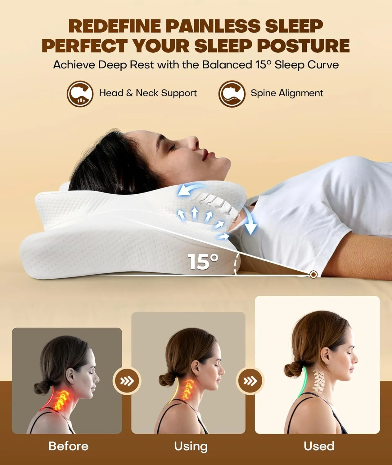 Cozyplayer True Cooling Cervical Neck Pillow for Pain Relief, Ergonomic Side Sleeper Pillow for Neck Support, Odorless Orthopedic Contour Memory Foam Pillows, Bed Pillow for Back Stomach Sleeper