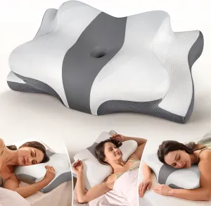 Cozyplayer True Cooling Cervical Neck Pillow for Pain Relief, Ergonomic Side Sleeper Pillow for Neck Support, Odorless Orthopedic Contour Memory Foam Pillows, Bed Pillow for Back Stomach Sleeper