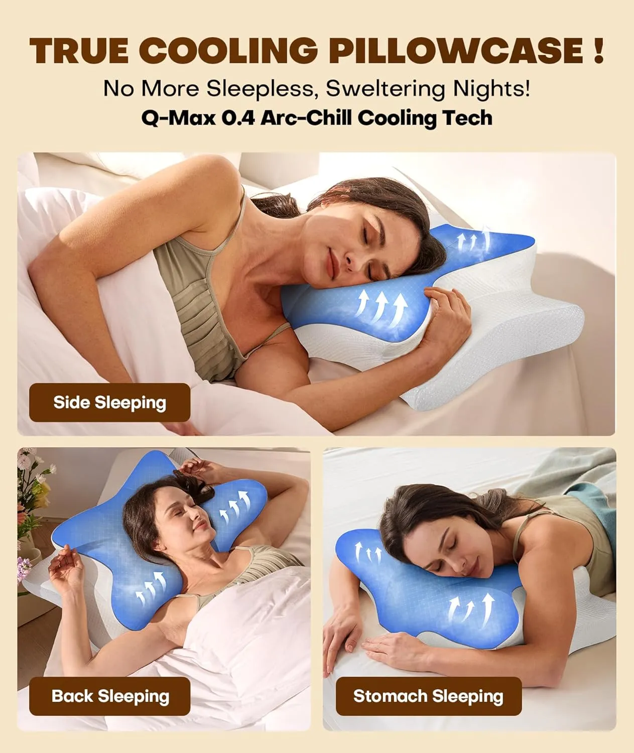 Cozyplayer True Cooling Cervical Neck Pillow for Pain Relief, Ergonomic Side Sleeper Pillow for Neck Support, Odorless Orthopedic Contour Memory Foam Pillows, Bed Pillow for Back Stomach Sleeper