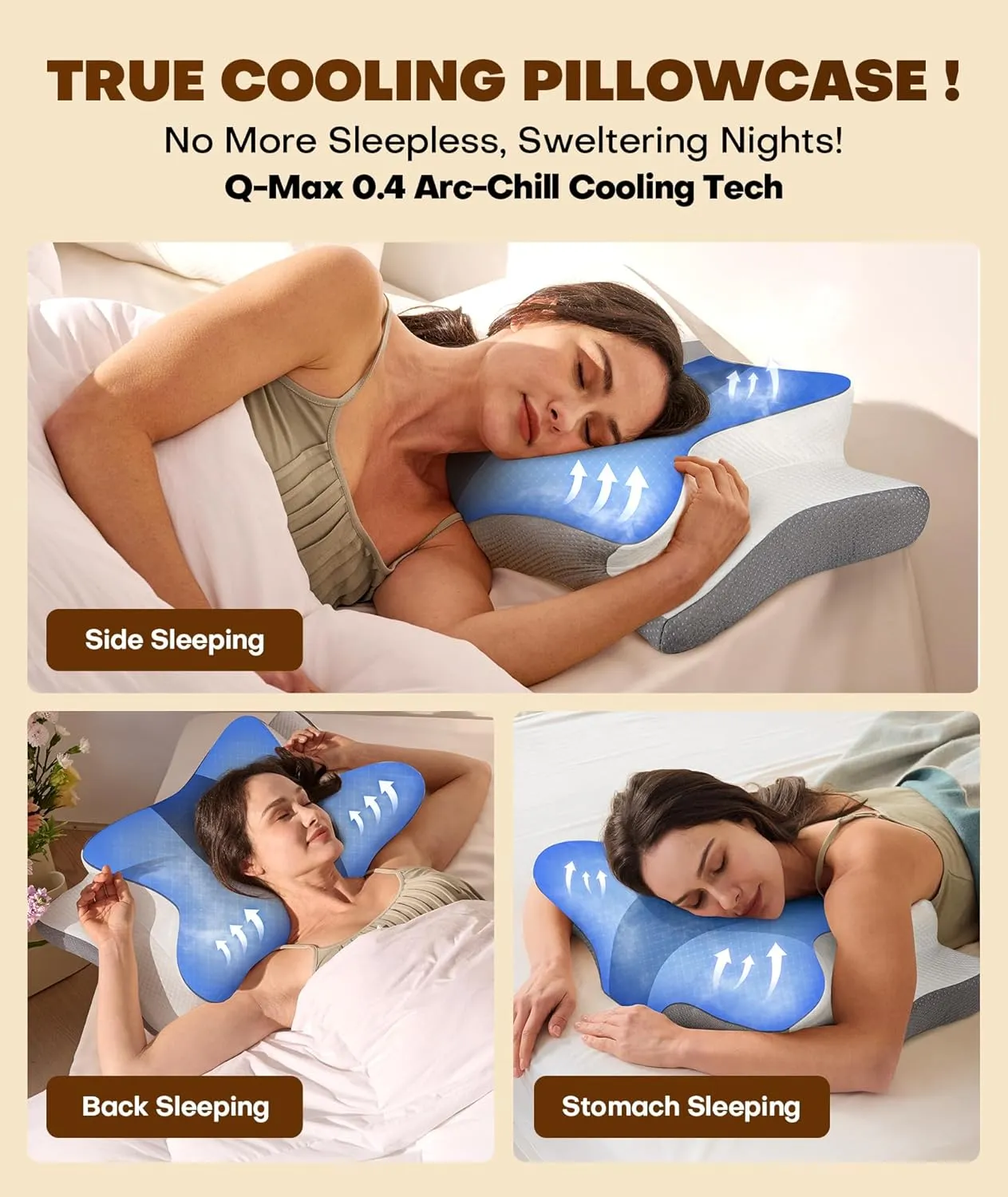 Cozyplayer True Cooling Cervical Neck Pillow for Pain Relief, Ergonomic Side Sleeper Pillow for Neck Support, Odorless Orthopedic Contour Memory Foam Pillows, Bed Pillow for Back Stomach Sleeper