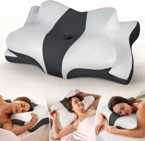 Cozyplayer True Cooling Cervical Neck Pillow for Pain Relief, Ergonomic Side Sleeper Pillow for Neck Support, Odorless Orthopedic Contour Memory Foam Pillows, Bed Pillow for Back Stomach Sleeper