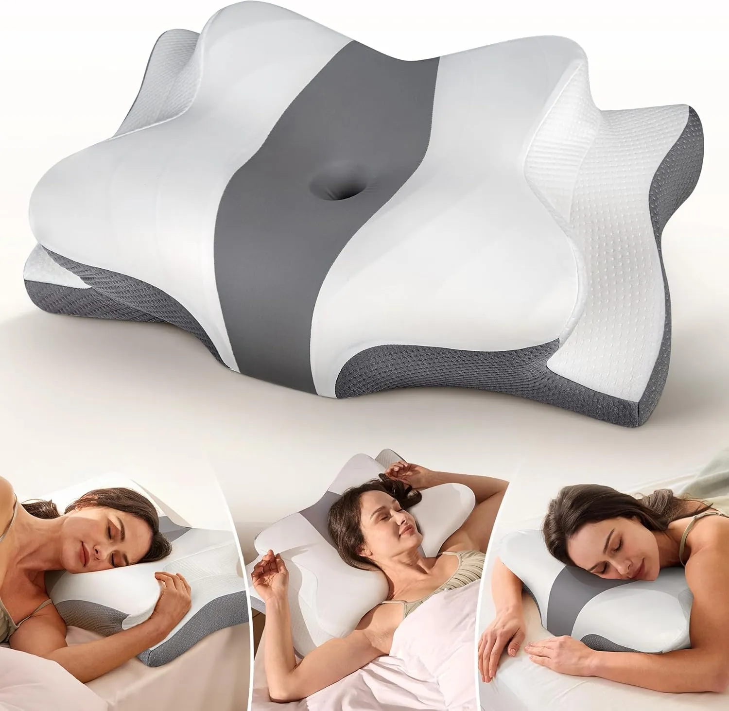 Cozyplayer True Cooling Cervical Neck Pillow for Pain Relief, Ergonomic Side Sleeper Pillow for Neck Support, Odorless Orthopedic Contour Memory Foam Pillows, Bed Pillow for Back Stomach Sleeper