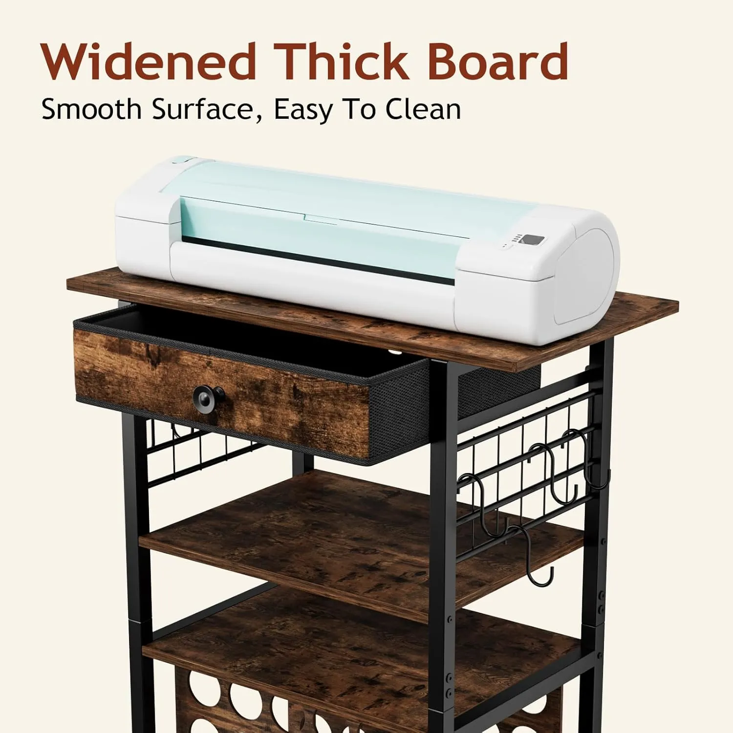 Craft Organizers and Storage - Rolling Organization Cart with Drawers and Vinyl Roll Holder, Craft Cabinet Table Compatible for Cricut Craft Cutting Machine Stand Workstation
