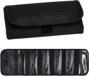 CREATCABIN Cash Organizer Bag Black Money Wallet Multipack 6Pcs Zippered Envelope Bank Deposit Check Holder Pouch Travel Pockets for Collectors Currencies Receipt Coin Coupons 8.2 x 4.1 Inch