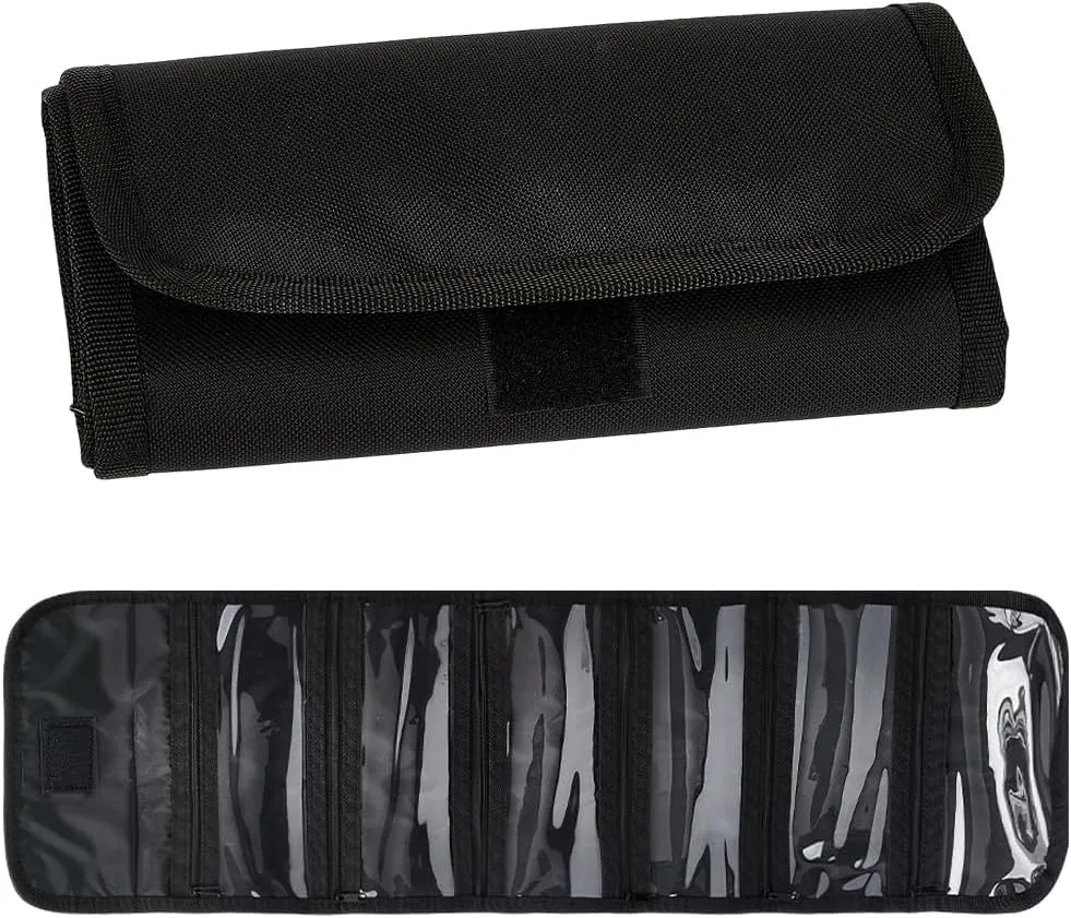 CREATCABIN Cash Organizer Bag Black Money Wallet Multipack 6Pcs Zippered Envelope Bank Deposit Check Holder Pouch Travel Pockets for Collectors Currencies Receipt Coin Coupons 8.2 x 4.1 Inch