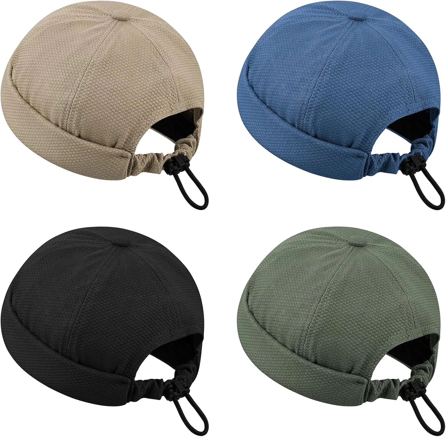 Croogo Breathable Docker Beanie Cap Brimless Sailor Fisherman Leon Hat Adjustable Landlord Hat Skullcap Running Summer Cap