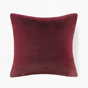 Croscill Décor Pillow, Luxurious Long Faux Fur Plush Removable Cover with Brand Insignia Zipper, All Season & Skin Friendly Poly Filling Décor Pillow Insert, Sable, Square, 20x20, Burgundy