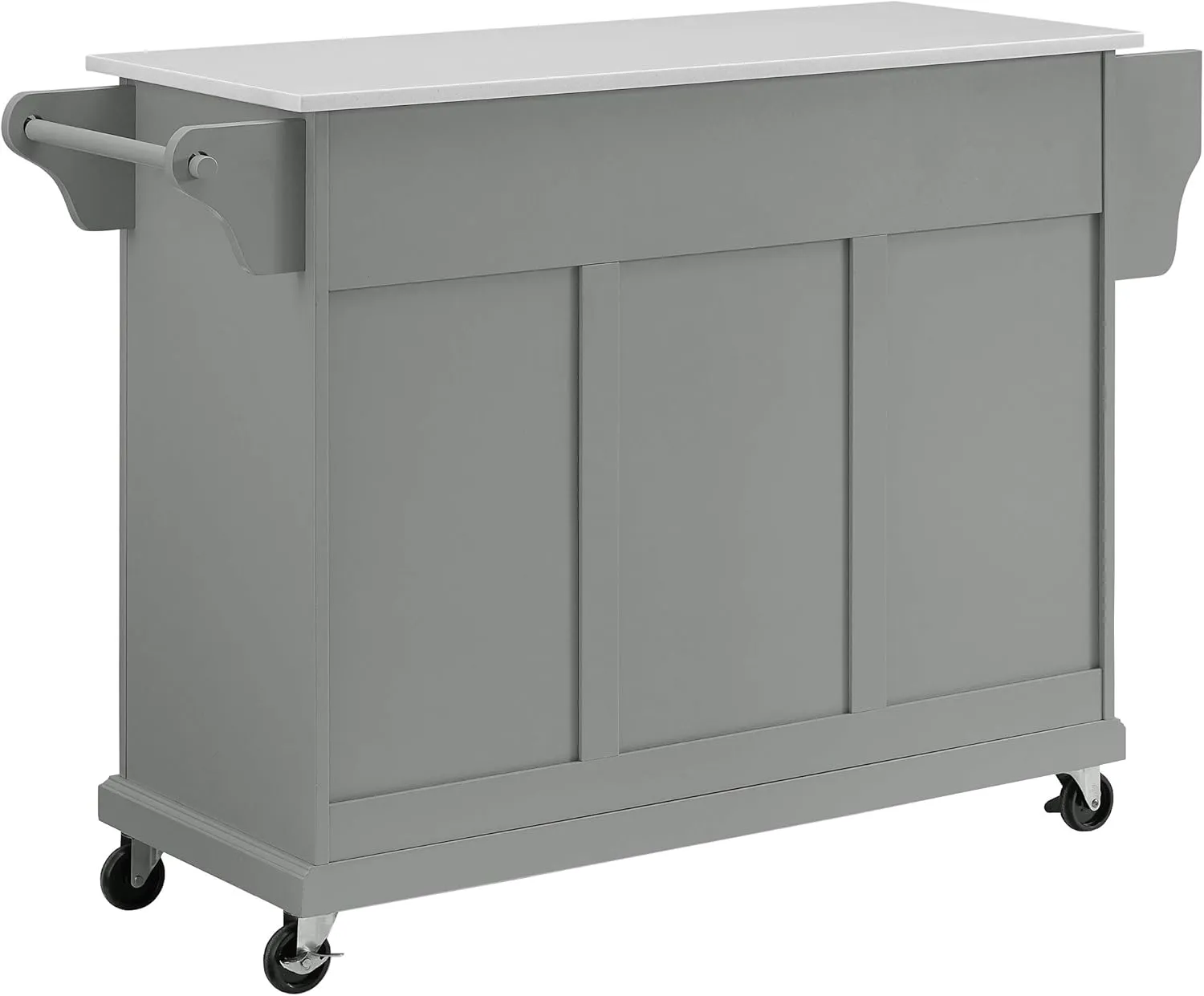 Crosley Furniture Full Size Stone Top Rolling Kitchen Island Storage Cart, Microwave Stand, Spice Rack, Gray