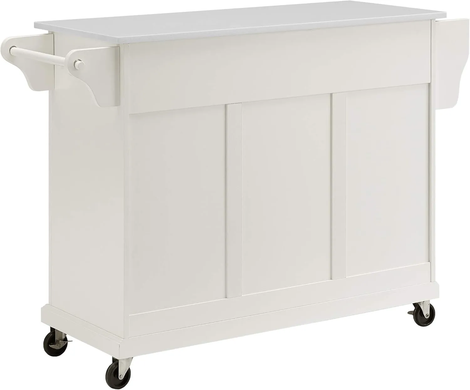 Crosley Furniture Full Size Stone Top Rolling Kitchen Island Storage Cart, Microwave Stand, Spice Rack, White