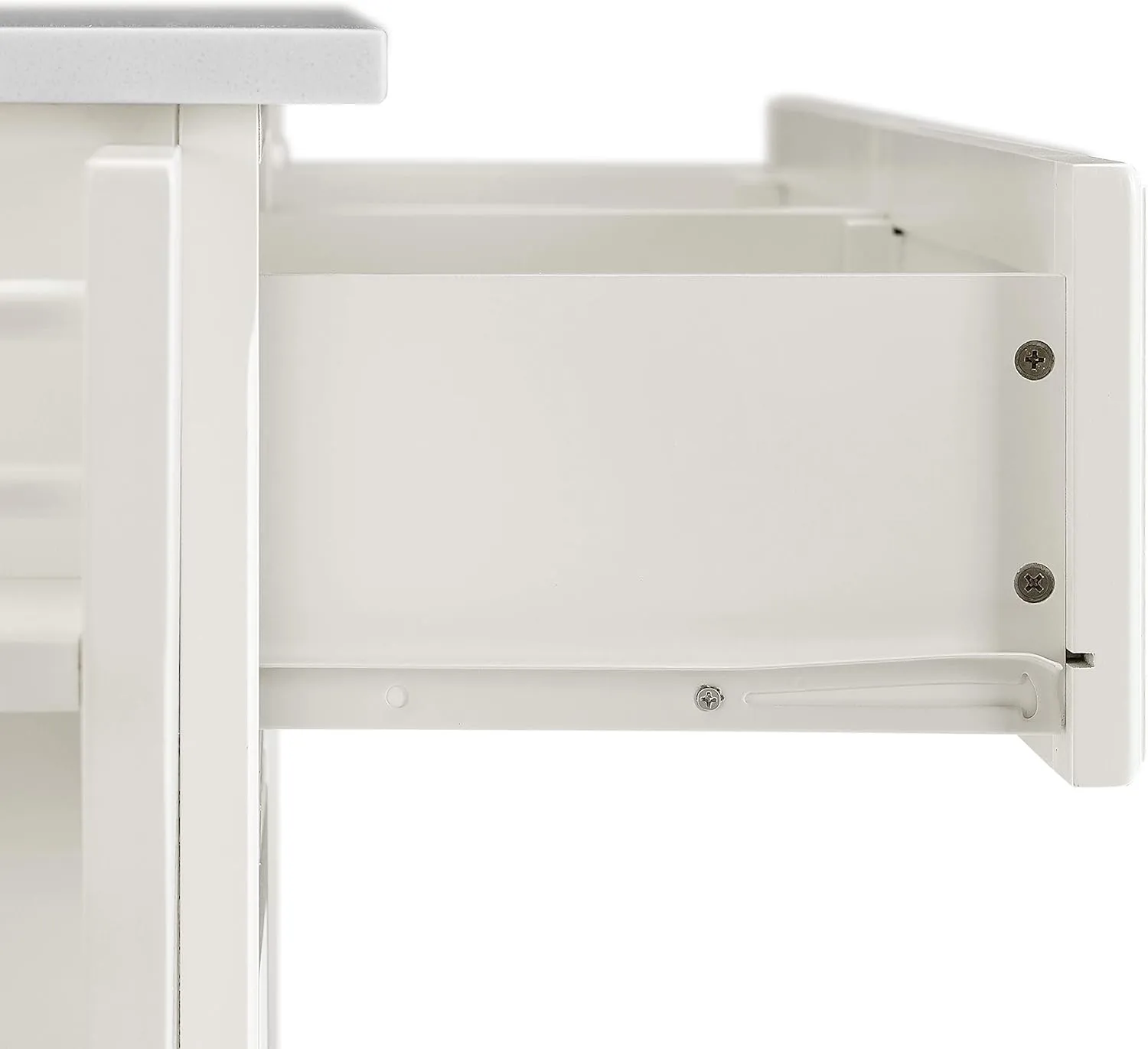 Crosley Furniture Full Size Stone Top Rolling Kitchen Island Storage Cart, Microwave Stand, Spice Rack, White