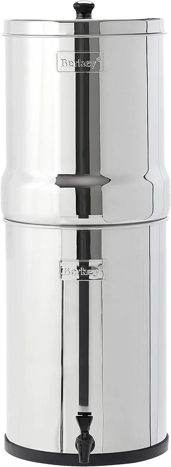 Crown Berkey Gravity-Fed Stainless Steel Countertop Water Filter System 6 Gallon with 2 Authentic Black Berkey Elements BB9-2 Filters