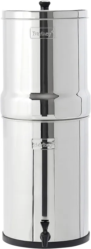 Crown Berkey Gravity-Fed Stainless Steel Countertop Water Filter System 6 Gallon with 2 Authentic Black Berkey Elements BB9-2 Filters