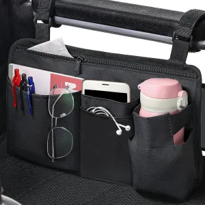 CTWWFS Upgrade Wheelchair Side Bag with Cup Holder, Armrest Accessories for Wheelchair, Rollator, Walker, The Perfectly Organized to Free your Hands and Bring you A Wonderful Life Experience (Black)
