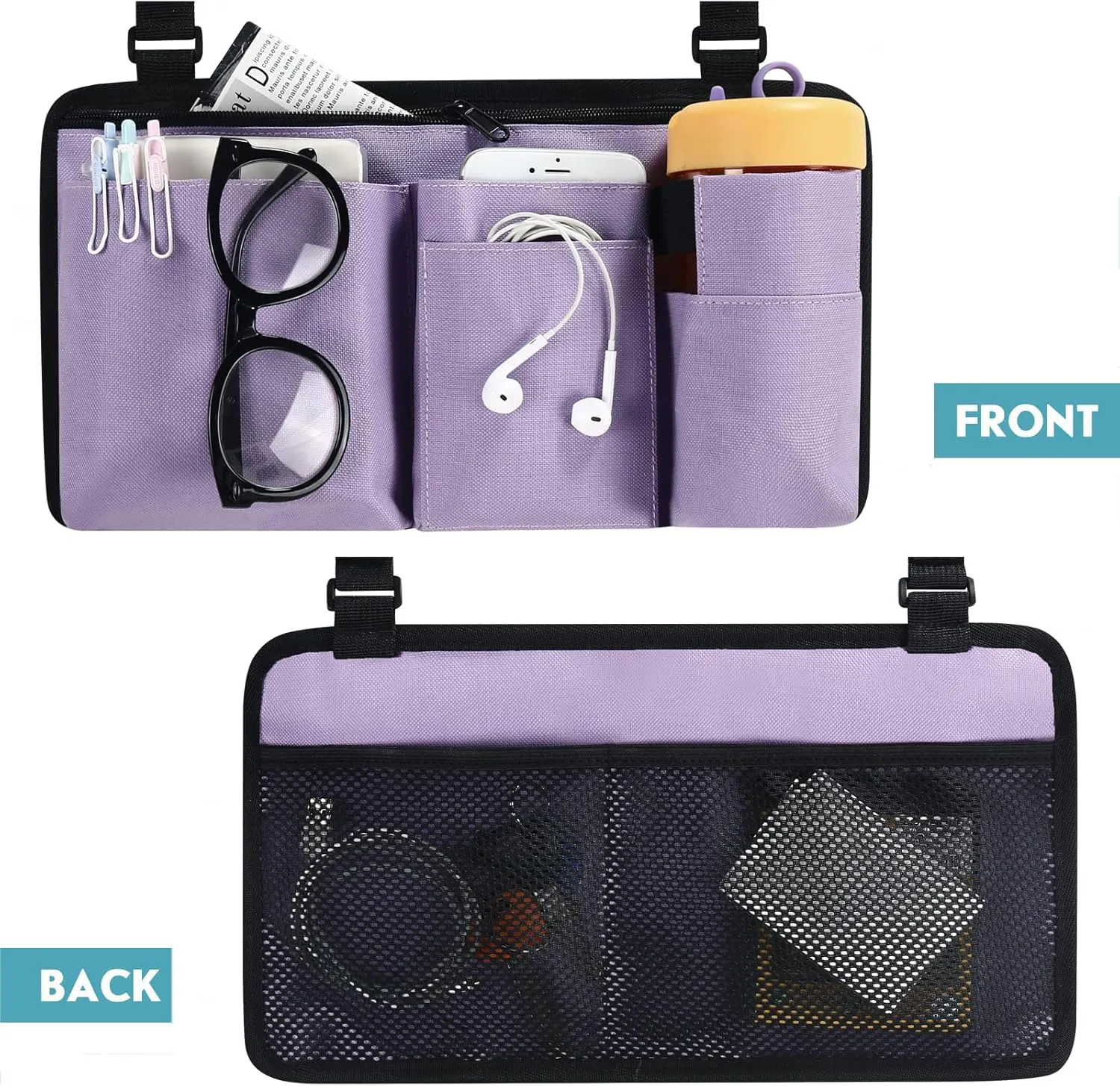 CTWWFS Upgrade Wheelchair Side Bag with Cup Holder, Armrest Accessories for Wheelchair, Rollator, Walker, The Perfectly Organized to Free your Hands and Bring you A Wonderful Life Experience (Purple)
