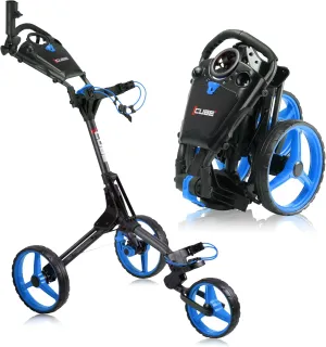 CUBE CART 3 Wheel Push Pull Golf CART - Two Step Open/Close - Smallest Folding Lightweight Golf CART in The World - Choose Color!