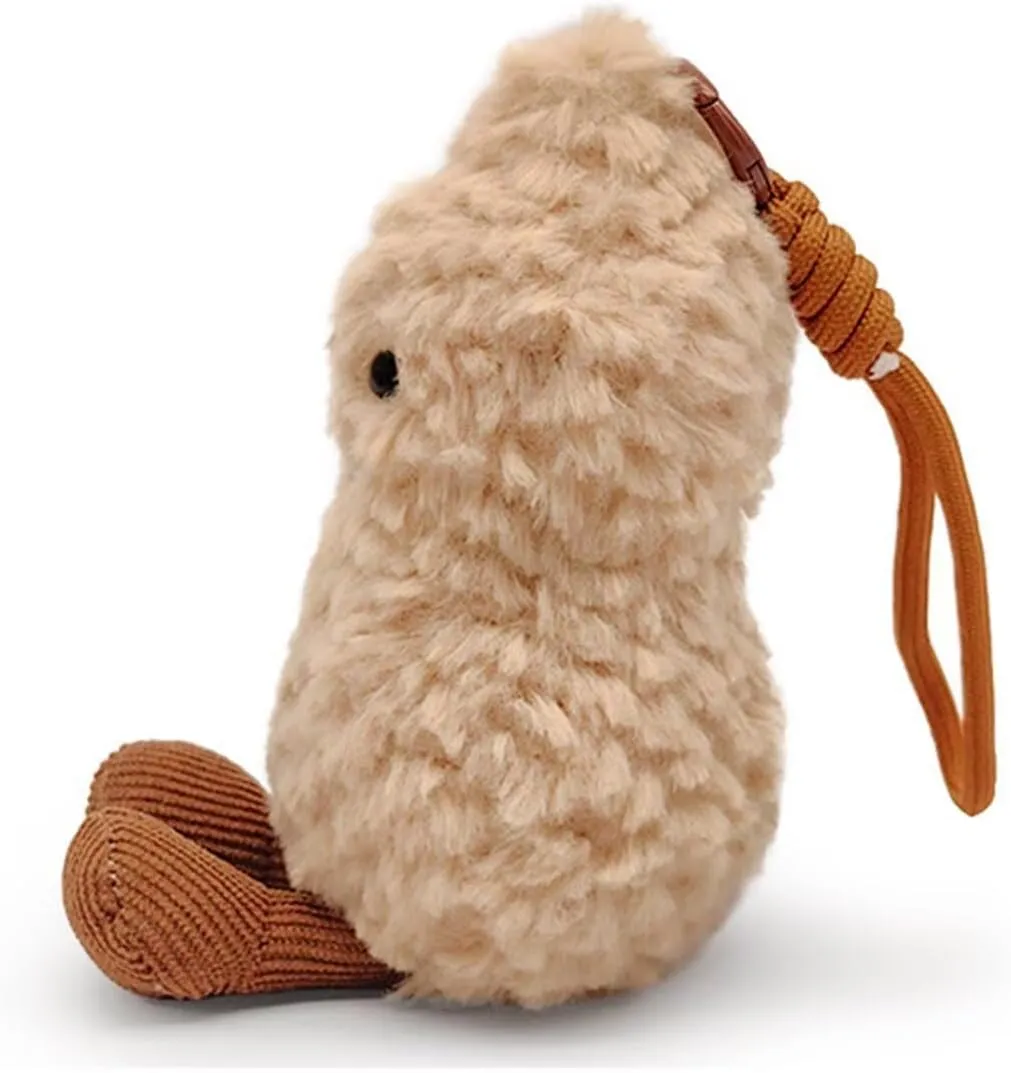 Cute Peanut Plush Toy, 6" Soft Peanut Stuffed Animal Funny Food Plushies with Legs, Adorable Smile Peanut Birthday Gift for Kids Girls Boys
