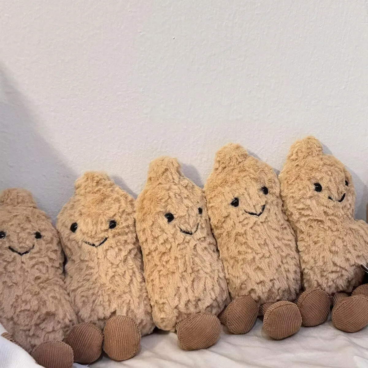 Cute Peanut Plush Toy, 6" Soft Peanut Stuffed Animal Funny Food Plushies with Legs, Adorable Smile Peanut Birthday Gift for Kids Girls Boys