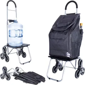 Dbest  products Stair Climber Bigger Trolley Dolly, Black Grocery Shopping Foldable Cart Condo Apartment