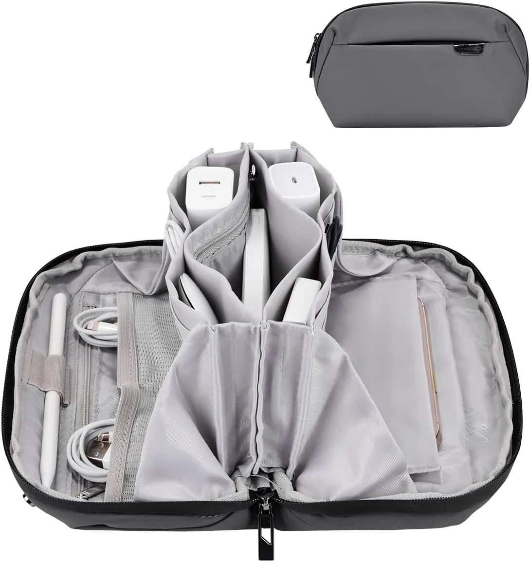 DDgro Electronics Cord Organizer Travel Case, Charger Pouch, Tech Accessories Carrying Bag (Dark Grey)