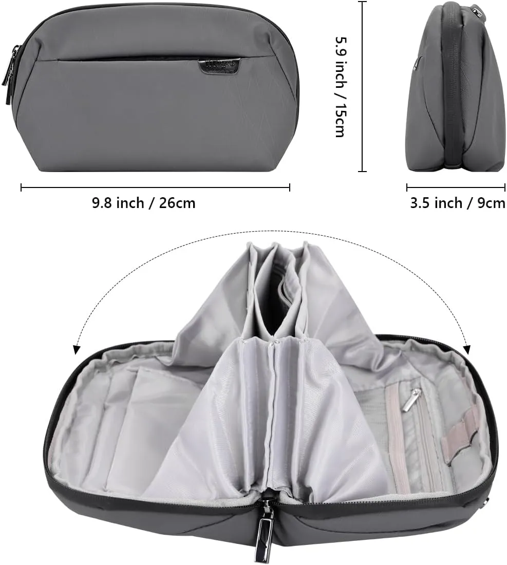 DDgro Electronics Cord Organizer Travel Case, Charger Pouch, Tech Accessories Carrying Bag (Dark Grey)