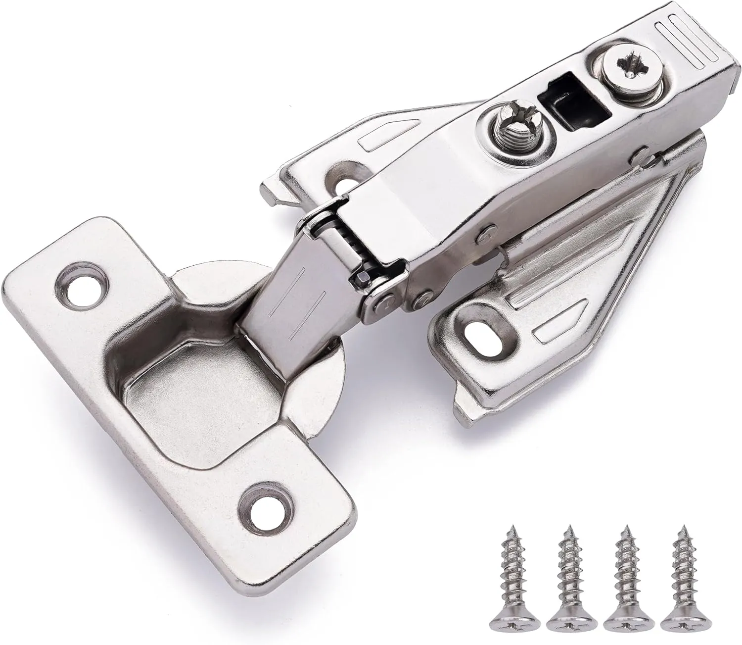 DecoBasics (10 PCS) Full Overlay Soft Close Cabinet Hinges for Kitchen Cabinets - 105° Face Frame Concealed Cabinet Door Hinge -3 Way Adjustability -Clip on Plate & Matching Screw 4 Easy Installation