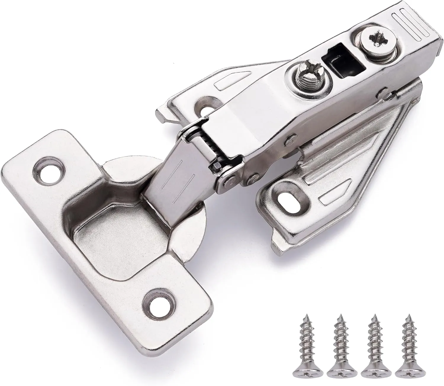 DecoBasics (50 PCS) Full Overlay Soft Close Cabinet Hinges for Kitchen Cabinets - 105° Face Frame Concealed Cabinet Door Hinge -3 Way Adjustability -Clip on Plate & Matching Screw 4 Easy Installation