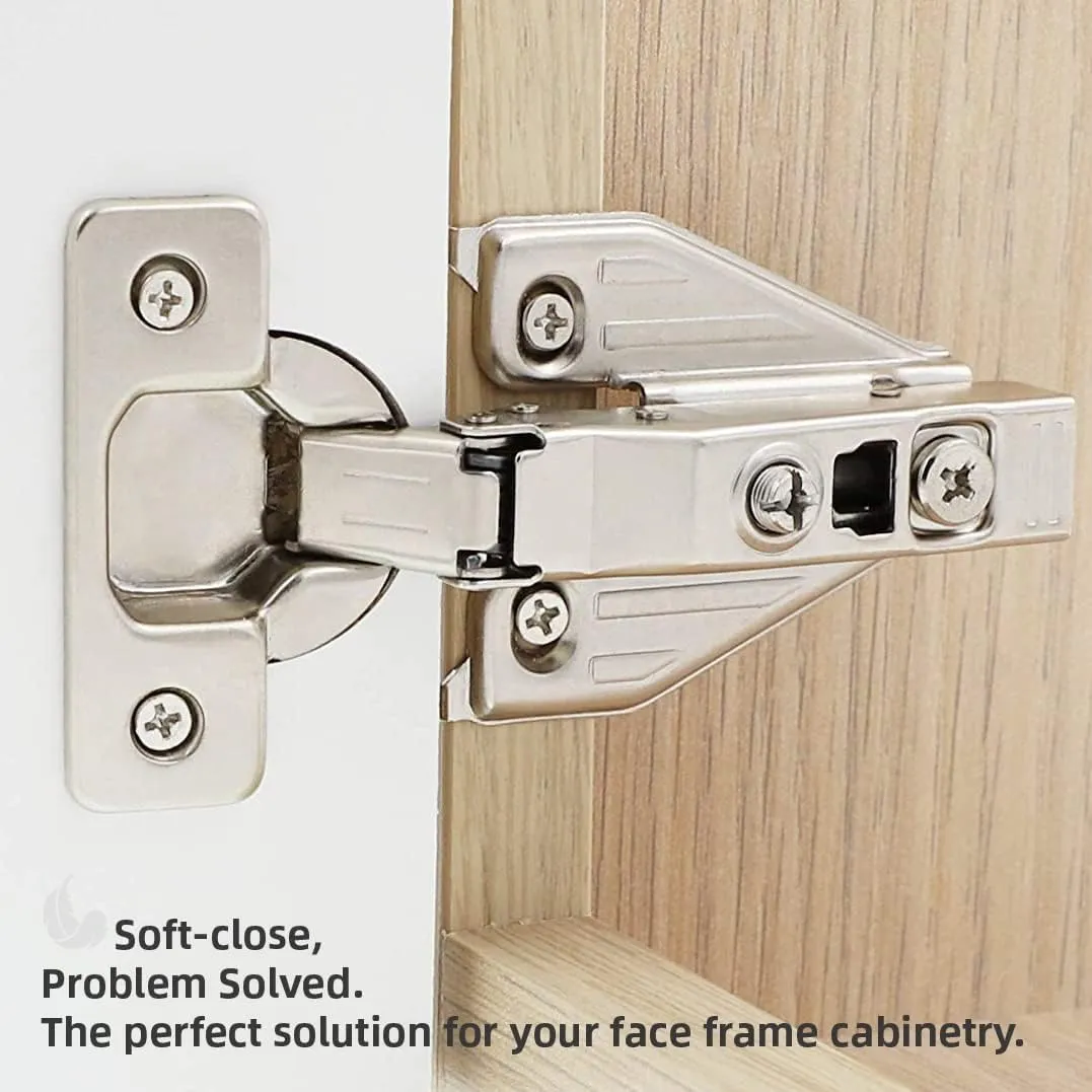 DecoBasics (50 PCS) Full Overlay Soft Close Cabinet Hinges for Kitchen Cabinets - 105° Face Frame Concealed Cabinet Door Hinge -3 Way Adjustability -Clip on Plate & Matching Screw 4 Easy Installation