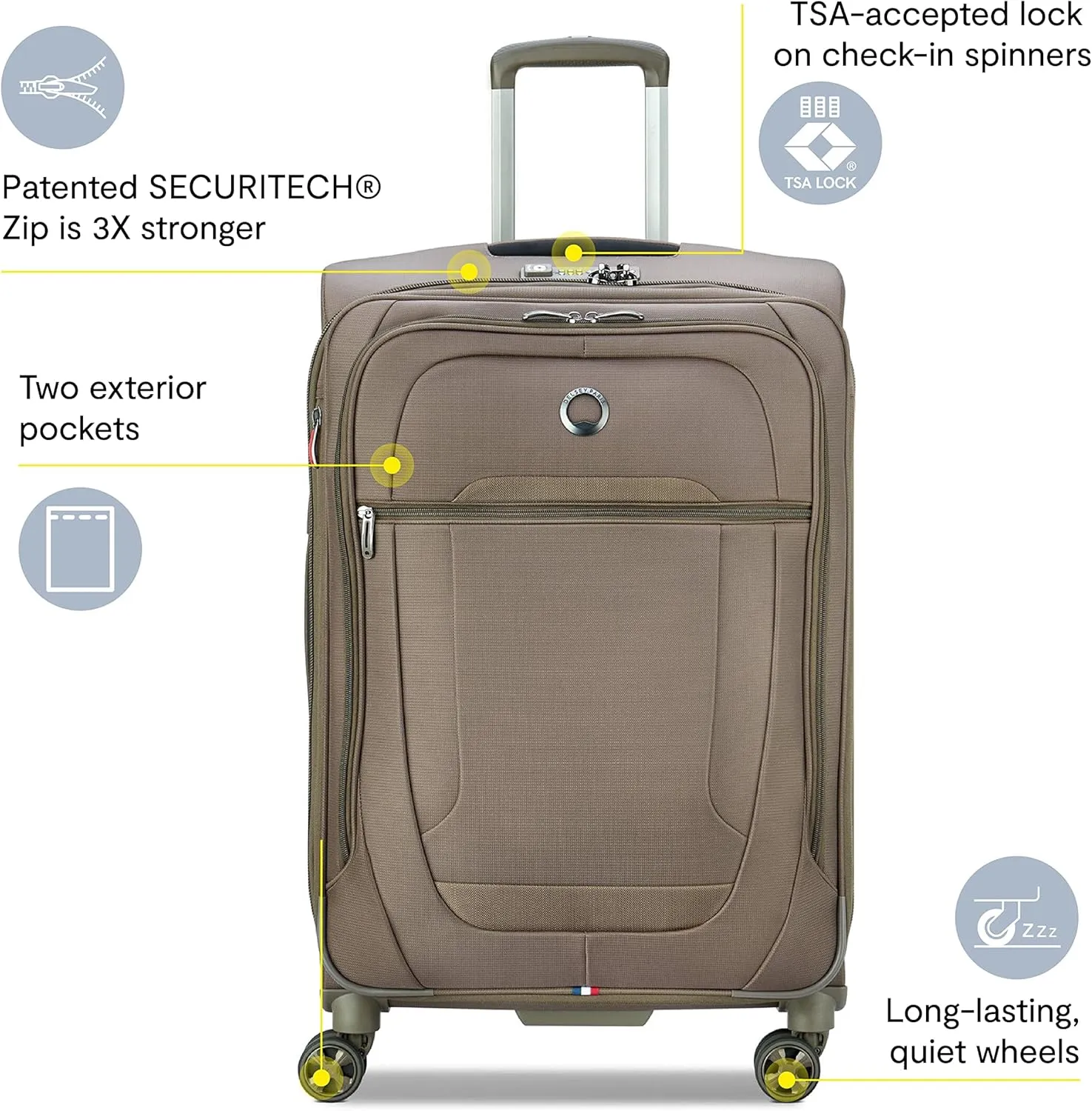 DELSEY PARIS Helium DLX Softside Expandable Luggage with Spinner Wheels, Navy Blue, Checked-Medium 25 Inch