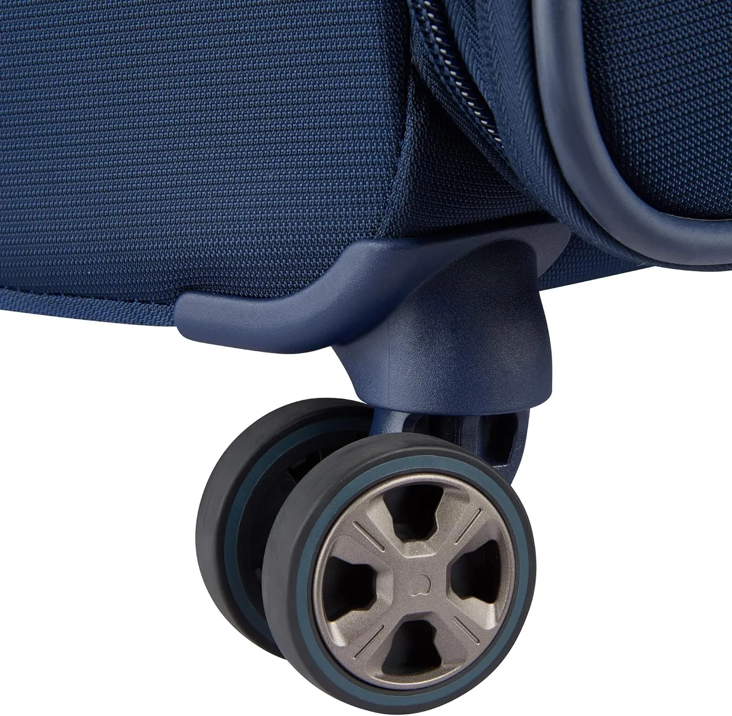 DELSEY PARIS Helium DLX Softside Expandable Luggage with Spinner Wheels, Navy Blue, Checked-Medium 25 Inch