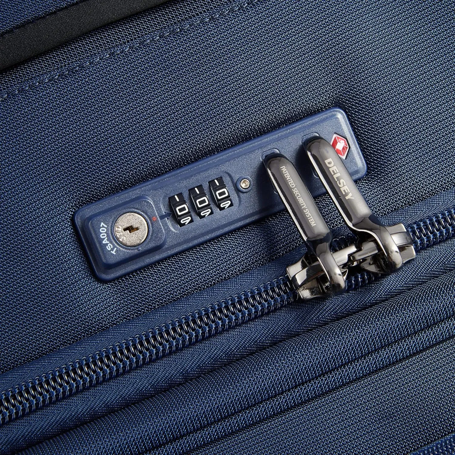 DELSEY PARIS Helium DLX Softside Expandable Luggage with Spinner Wheels, Navy Blue, Checked-Medium 25 Inch