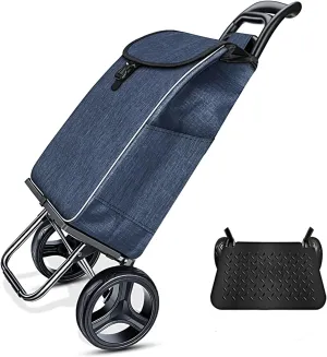 DELURA Folding Shopping Cart, Vegetable Cart, Small Cart, Household Folding Lightweight Bag, Shopping Trolley for The Elderly, Ultra-Light Trolley (Color : A)