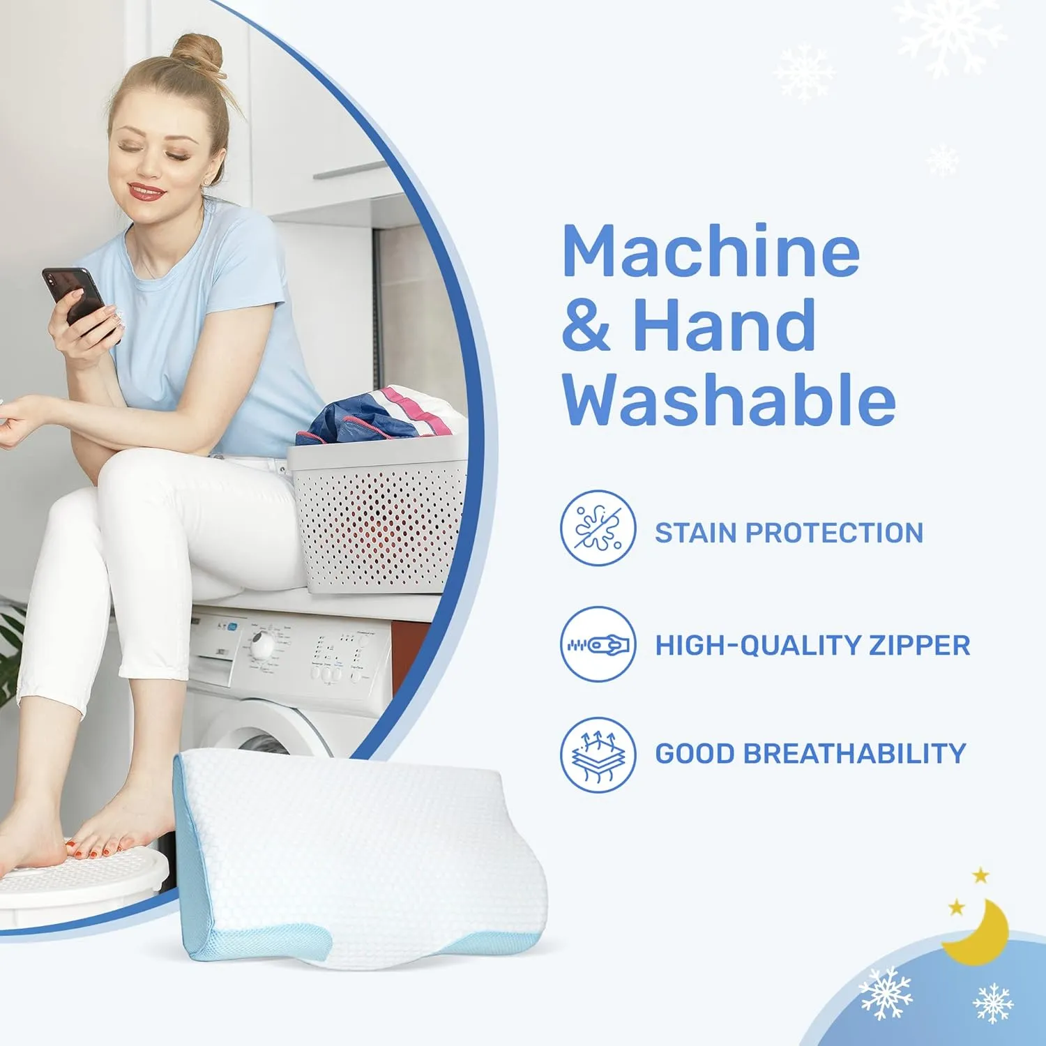 Derila King Size Cooling Pillowcase | Optimal Temperature Control for Your Memory Foam Pillow for Perfect Sleep. Quality Material White Pillowcase ensures Anti Snore Pillows