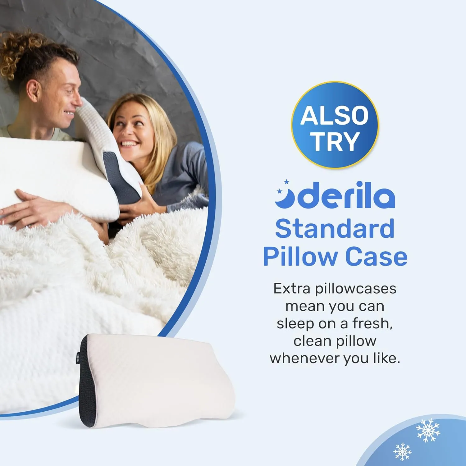 Derila King Size Cooling Pillowcase | Optimal Temperature Control for Your Memory Foam Pillow for Perfect Sleep. Quality Material White Pillowcase ensures Anti Snore Pillows