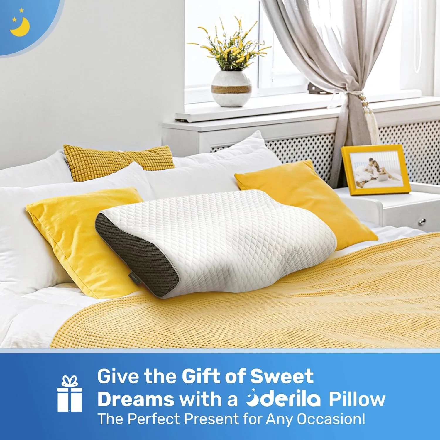 Derila King Size Neck Pillow for Sleeping, Ergonomic & Cervical Pillow for Neck Support & Relief, Memory Foam Side Sleeper Pillows, Bed Contour Pillows for Back, Stomach Sleepers