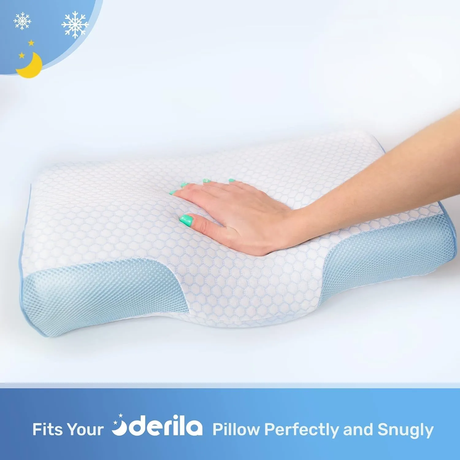 Derila Queen Size Cooling Pillowcase | Optimal Temperature Control for Your Derila Memory Foam Pillow for Perfect Sleep. Quality Material White Pillowcase ensures for Derila Anti Snore Pillows
